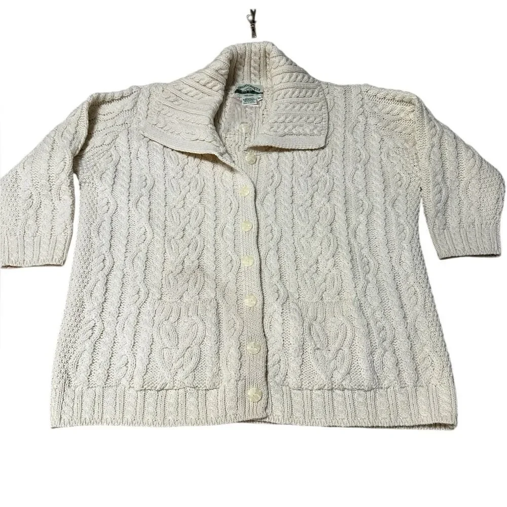 Aran Crafts Ireland Women’s Cable Knit Cardigan Merino Wool XXL NWOT
